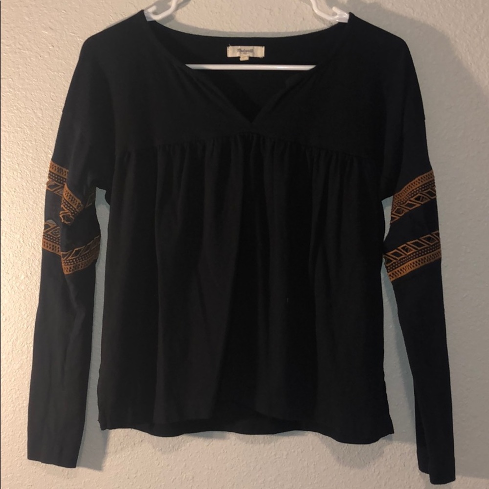 Madewell Black Top with Embroidery - Size Small